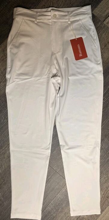 Bamans Pants - Bamans Women's Dress Pants Size M 8-10 White Stretch Ankle Work Office NWT